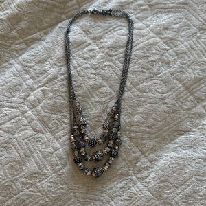 LOFT Silver and Black Multi-Strand Necklace